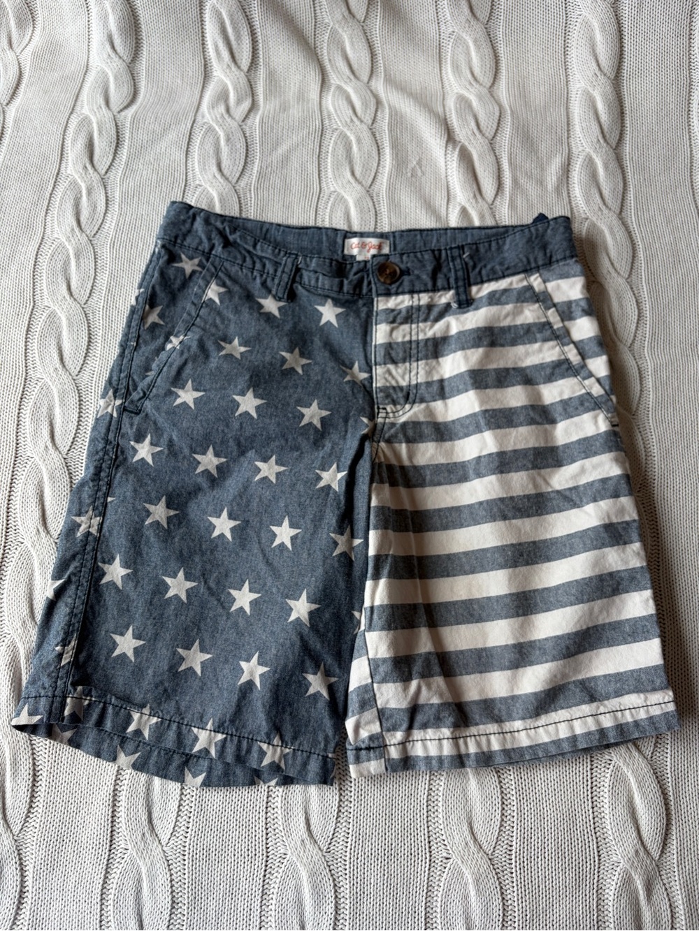 Cat & Jack Size 12 Blue American Flag Stars Stripes Denim Adjustable Waist Short